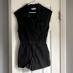 Zara Black Denim Short Jumpsuit